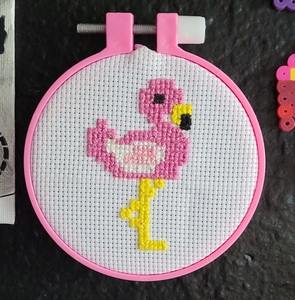 Mini flamingo cross stitch