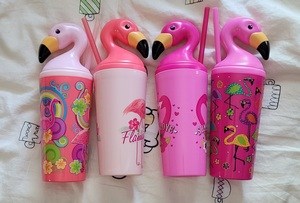 4 cups with flamingo heads